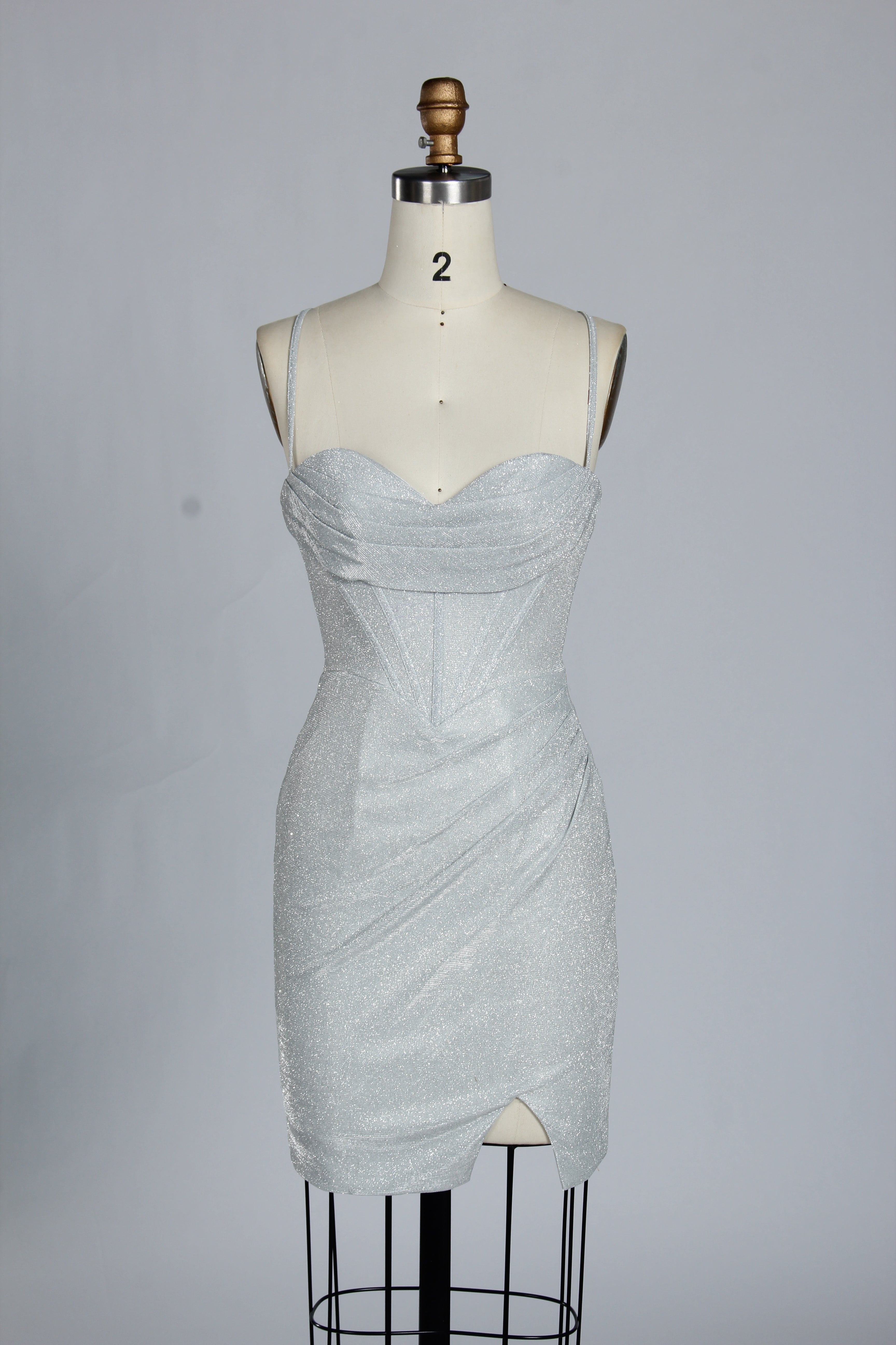 Wholesale Teal Glitter Spaghetti-Strap Ruched Homecoming Dress d-099s