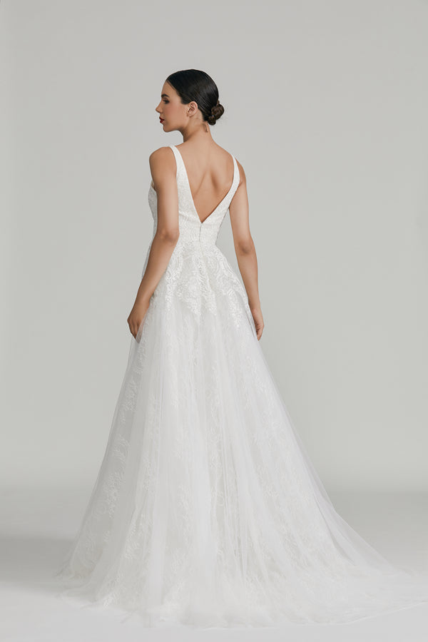 Wholesale Lace Petal Wedding Gown with Tulle Ball Gown Skirt 1311