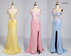 Wholesale Yellow Off-Shoulder Floral Mermaid Prom Dress 33449