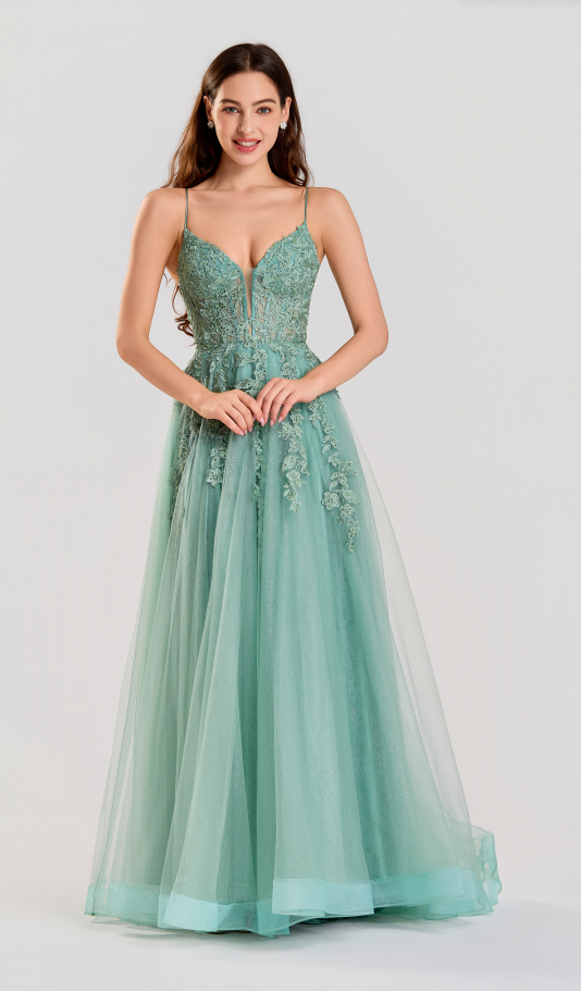 Wholesale Mint Green Lace Prom Dress with Criss-Cross Back 32889