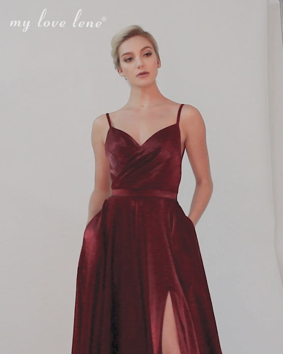Wholesale Luxurious Allure Velvet Slit Prom Gown 32569